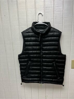 American Eagle Men’s Large Puffer Vest Black Full Zip Sleeveless Casual Jacket